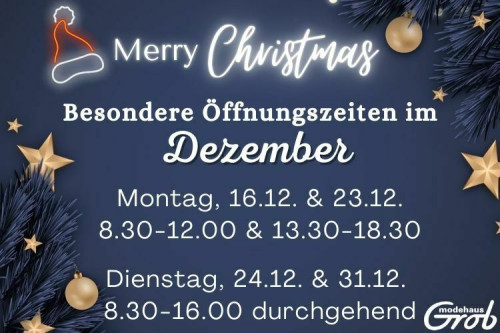 Besondere Öffnungszeiten im Dezember